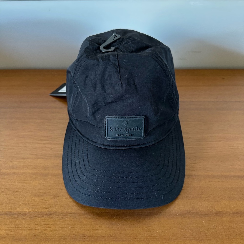 Kate Spade New York Rubber Patch Baseball Cap Hat NWT Black